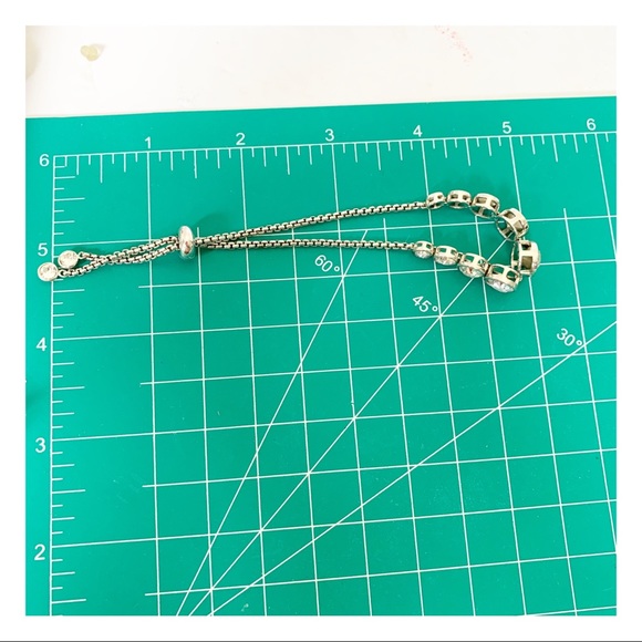 bezel set sparkling crystal slider clasp silver tone  bracelet holiday formal - Picture 3 of 16